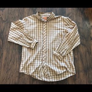 xl Ben Sherman beige / brown / white plaid shirt